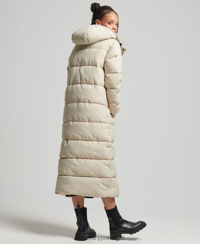 jaqueta puffer palangre ripstop mulheres bege roupas Superdry 2208H3756