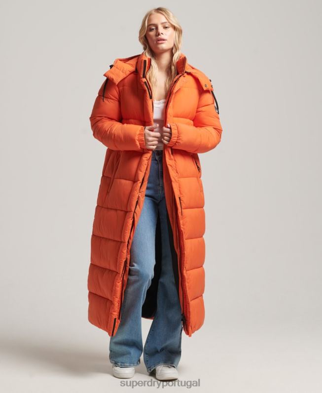 jaqueta puffer palangre ripstop mulheres laranja roupas Superdry 2208H3789