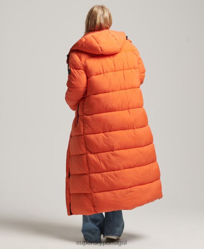 jaqueta puffer palangre ripstop mulheres laranja roupas Superdry 2208H3789