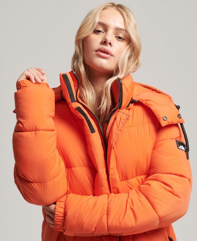 jaqueta puffer palangre ripstop mulheres laranja roupas Superdry 2208H3789