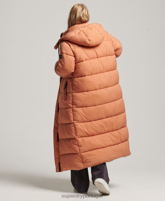 jaqueta puffer palangre ripstop mulheres laranja roupas Superdry 2208H5506