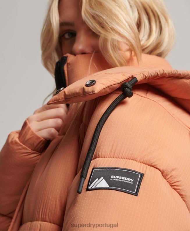 jaqueta puffer palangre ripstop mulheres laranja roupas Superdry 2208H5506