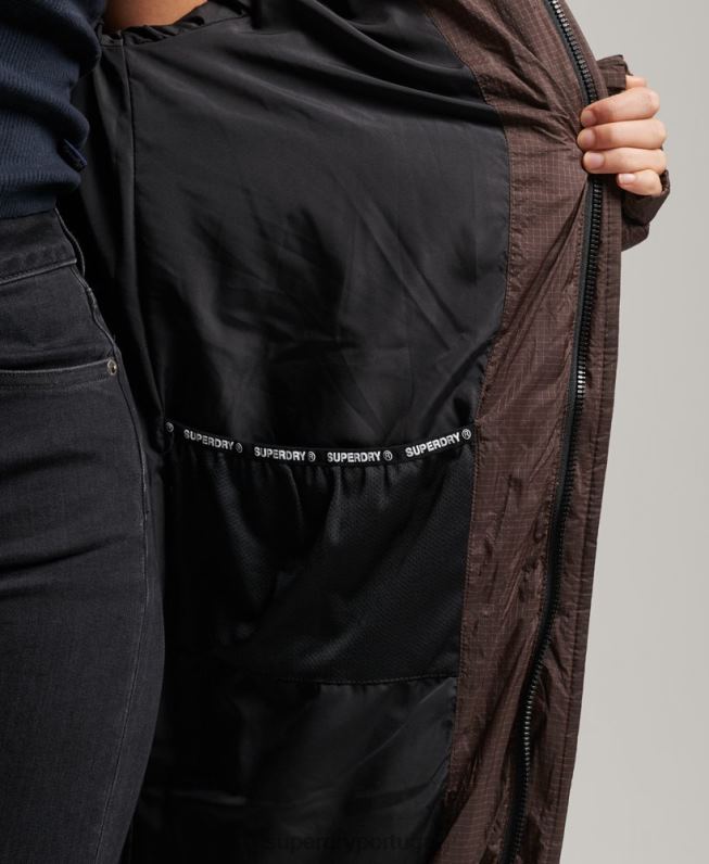 jaqueta puffer palangre ripstop mulheres marrom roupas Superdry 2208H3713