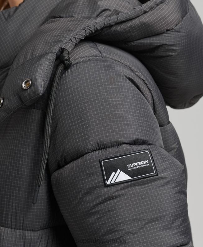 jaqueta puffer palangre ripstop mulheres preto roupas Superdry 2208H3729