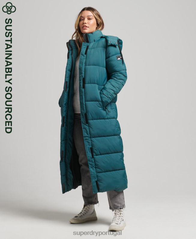 jaqueta puffer palangre ripstop mulheres verde roupas Superdry 2208H3603
