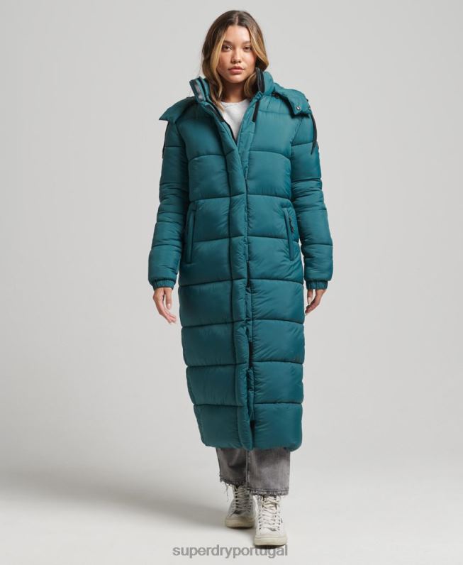 jaqueta puffer palangre ripstop mulheres verde roupas Superdry 2208H3603