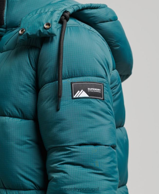 jaqueta puffer palangre ripstop mulheres verde roupas Superdry 2208H3603