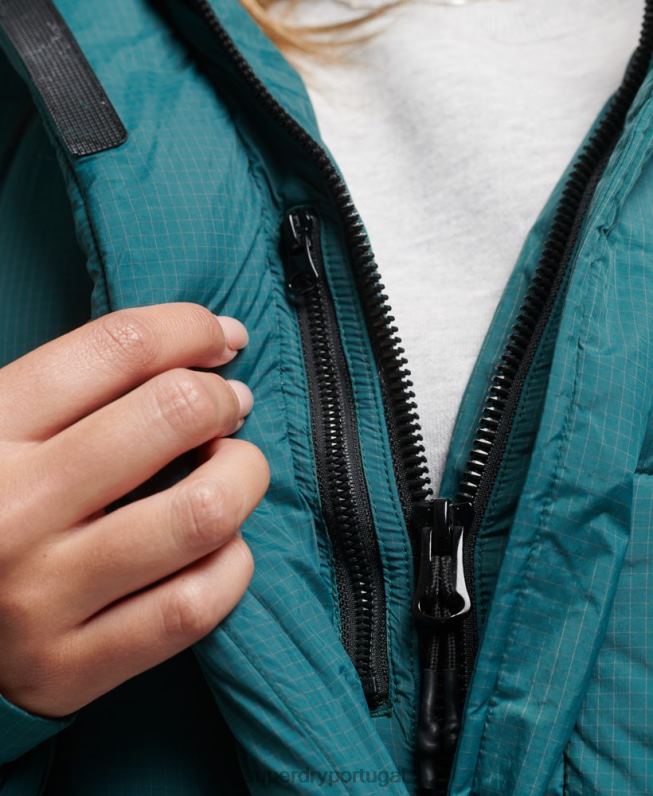 jaqueta puffer palangre ripstop mulheres verde roupas Superdry 2208H3603