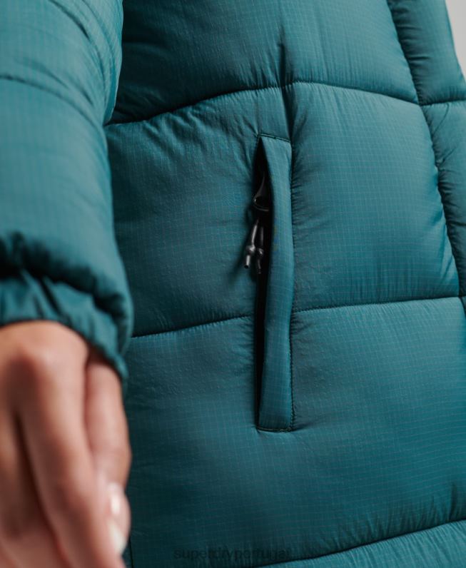 jaqueta puffer palangre ripstop mulheres verde roupas Superdry 2208H3603