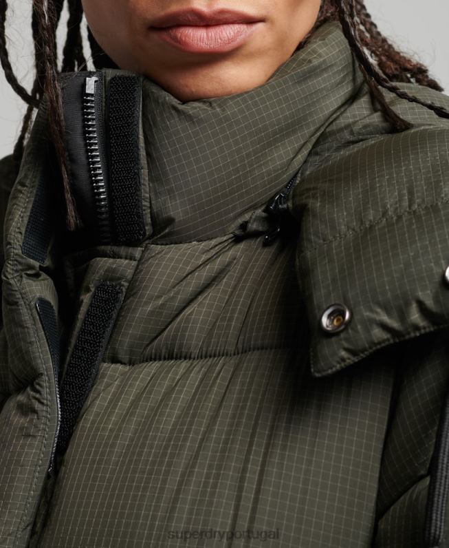 jaqueta puffer palangre ripstop mulheres verde roupas Superdry 2208H3755