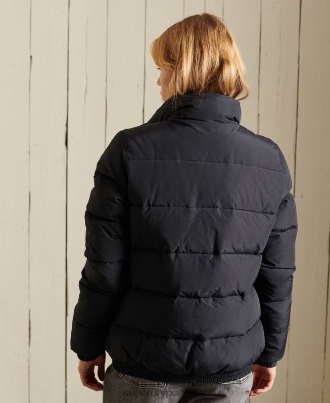jaqueta puffer retrô source mulheres cinza escuro roupas Superdry 2208H5625