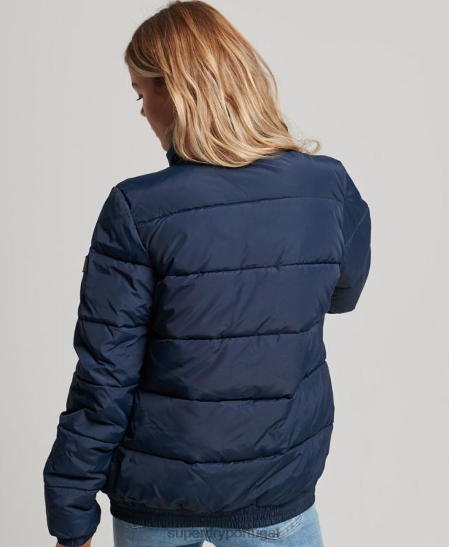 jaqueta puffer retrô source mulheres marinha roupas Superdry 2208H5439
