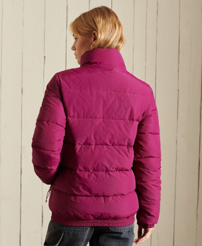 jaqueta puffer retrô source mulheres roxo roupas Superdry 2208H5587