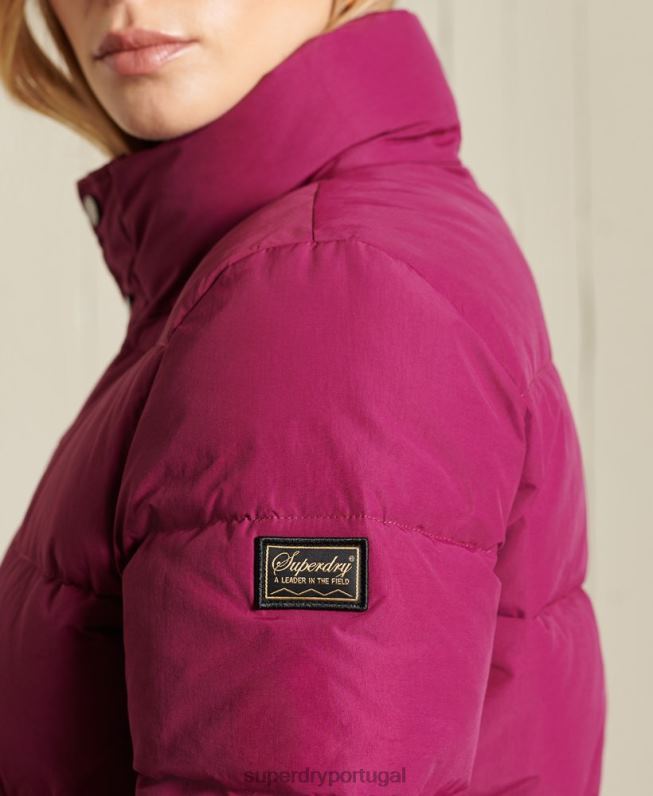 jaqueta puffer retrô source mulheres roxo roupas Superdry 2208H5587