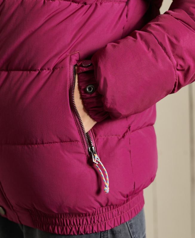 jaqueta puffer retrô source mulheres roxo roupas Superdry 2208H5587