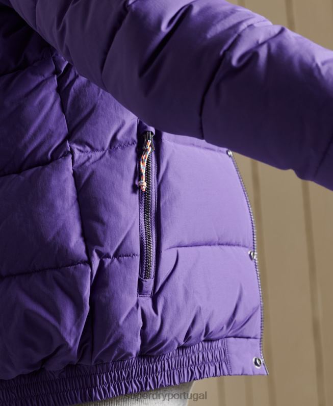 jaqueta puffer retrô source mulheres roxo roupas Superdry 2208H5621