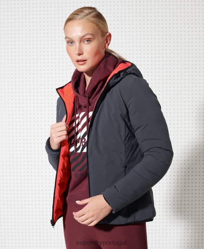 jaqueta puffer reversível mulheres vermelho roupas Superdry 2208H5738