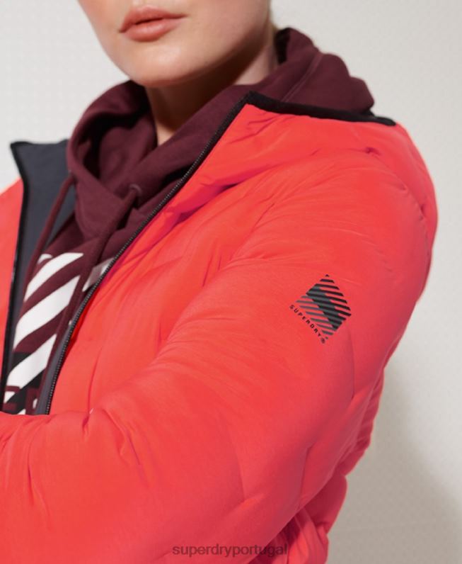 jaqueta puffer reversível mulheres vermelho roupas Superdry 2208H5738