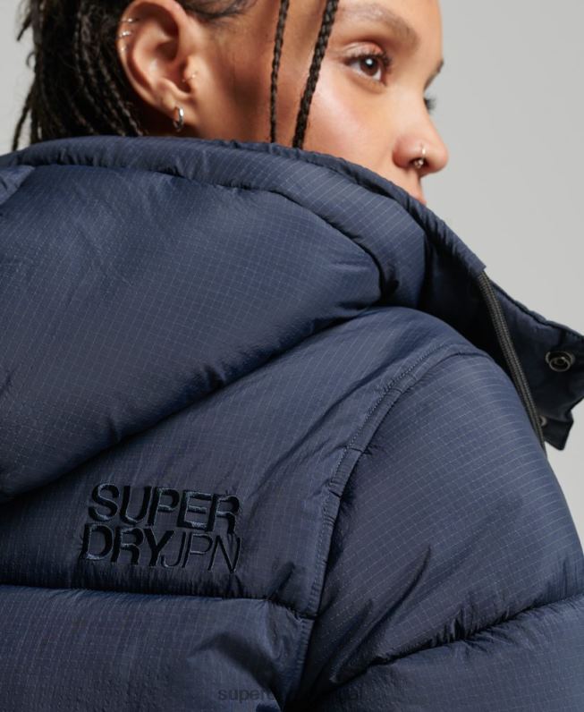 jaqueta puffer ripstop com capuz mulheres marinha roupas Superdry 2208H3689