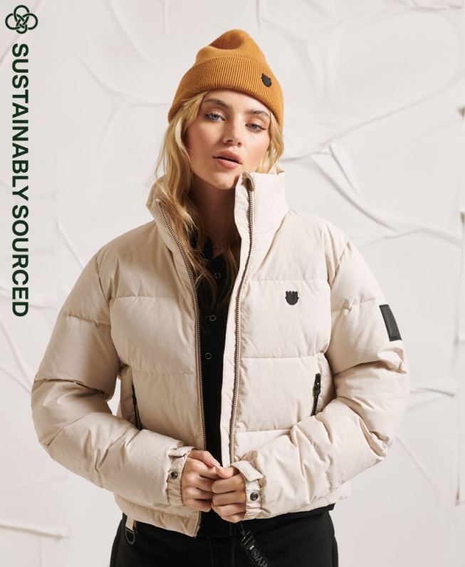 jaqueta puffer yama-no-kami mulheres cinza claro roupas Superdry 2208H5730