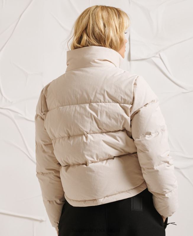 jaqueta puffer yama-no-kami mulheres cinza claro roupas Superdry 2208H5730