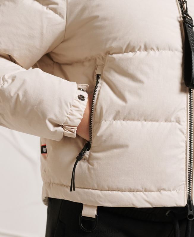 jaqueta puffer yama-no-kami mulheres cinza claro roupas Superdry 2208H5730