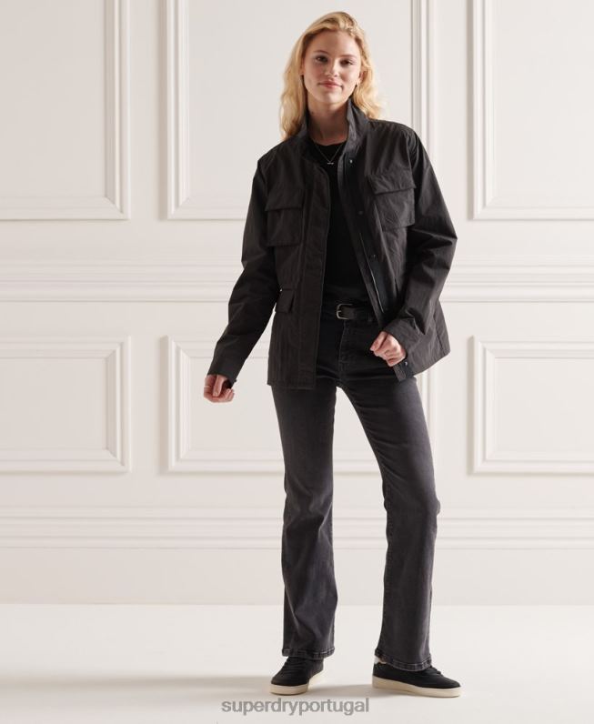 jaqueta ripstop 6 bolsos mulheres preto roupas Superdry 2208H5641