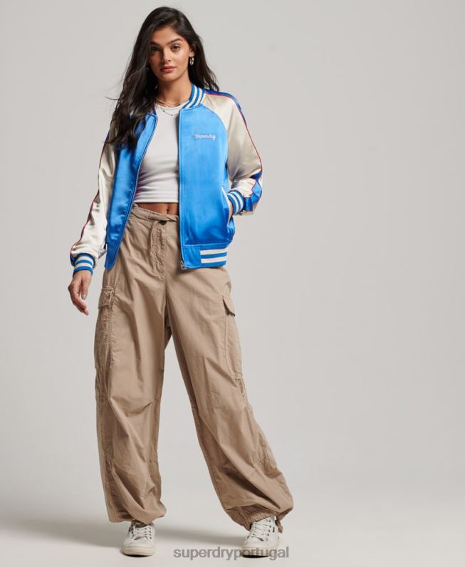 jaqueta roller derby mulheres azul roupas Superdry 2208H2137