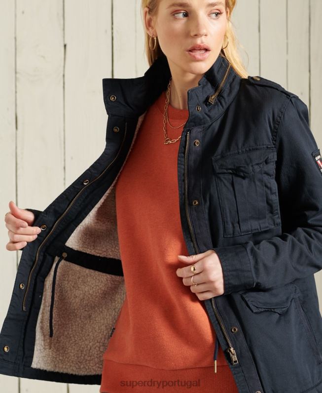 jaqueta rookie borg clássica mulheres marinha roupas Superdry 2208H5583