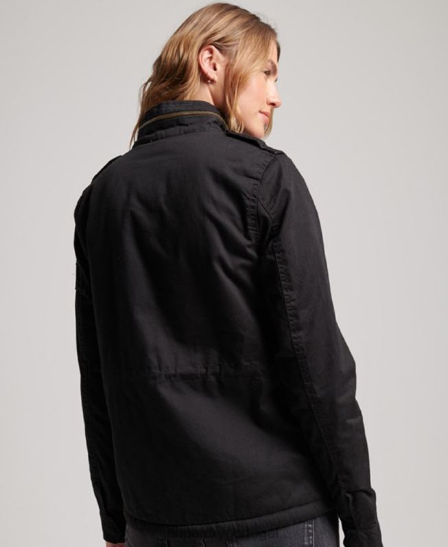 jaqueta rookie borg clássica mulheres preto roupas Superdry 2208H5679