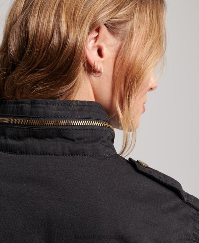 jaqueta rookie borg clássica mulheres preto roupas Superdry 2208H5679