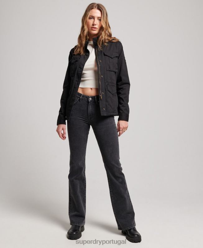 jaqueta rookie borg clássica mulheres preto roupas Superdry 2208H5679