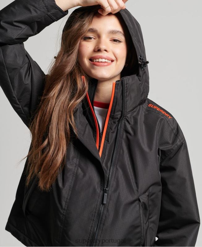 jaqueta sd-windcheater mulheres preto roupas Superdry 2208H3551