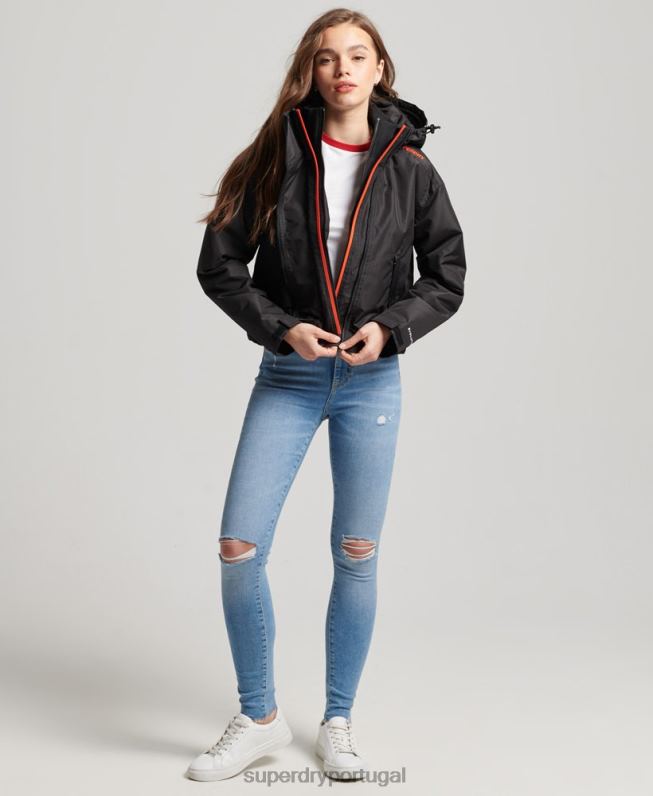jaqueta sd-windcheater mulheres preto roupas Superdry 2208H3551