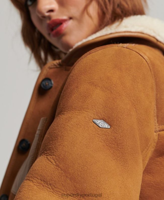 jaqueta shearling chore mulheres bronzeado roupas Superdry 2208H5424