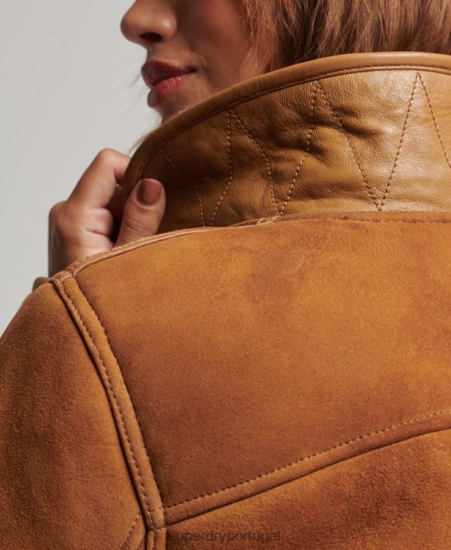 jaqueta shearling chore mulheres bronzeado roupas Superdry 2208H5424