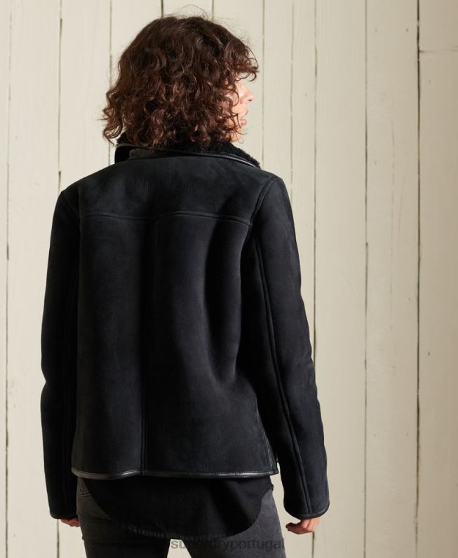 jaqueta shearling chore mulheres preto roupas Superdry 2208H5546