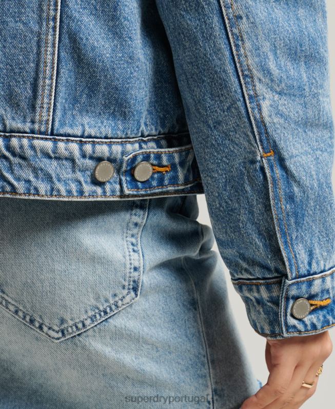 jaqueta sherpa namorado mulheres azul claro roupas Superdry 2208H5680