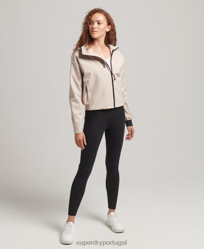 jaqueta softshell tech crop mulheres bege roupas Superdry 2208H5521