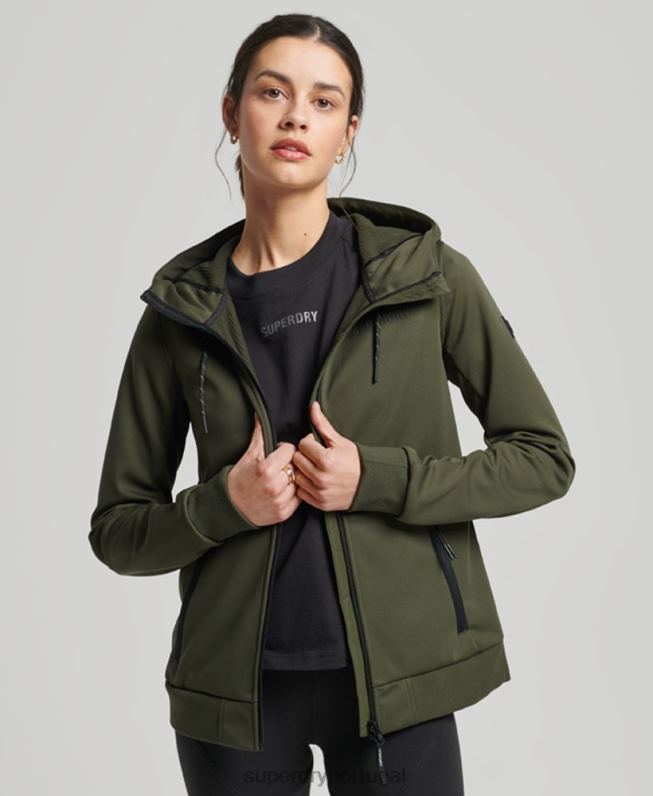 jaqueta softshell tech mulheres caqui roupas Superdry 2208H5614