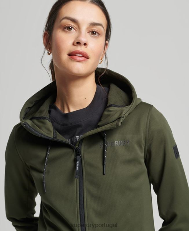 jaqueta softshell tech mulheres caqui roupas Superdry 2208H5614