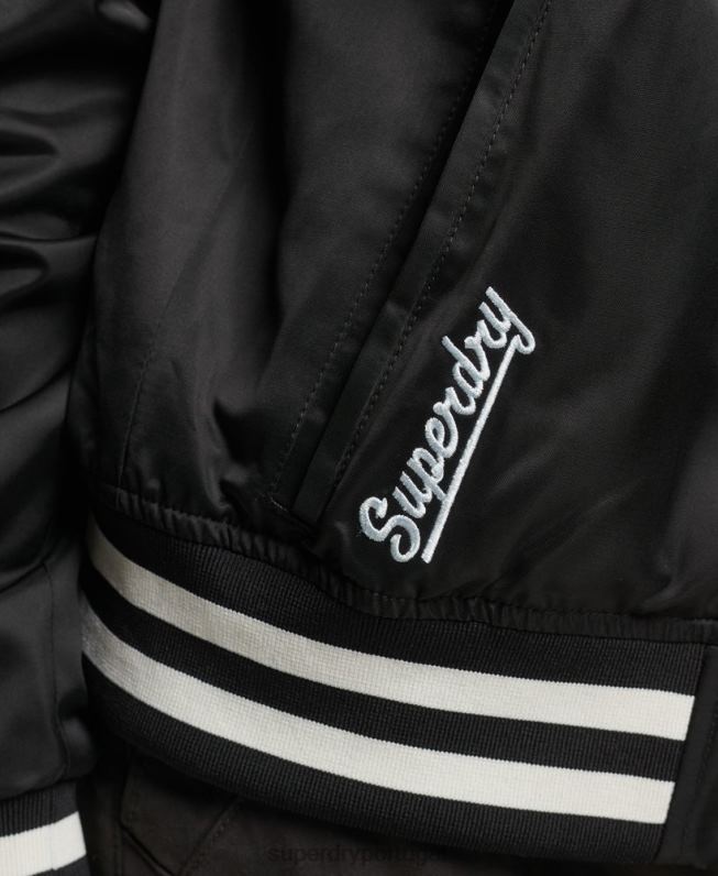 jaqueta sukajan vintage mulheres cinza escuro roupas Superdry 2208H3542