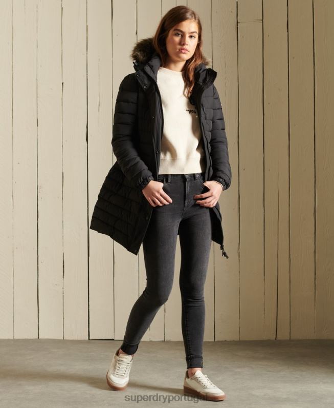 jaqueta super fuji mulheres preto roupas Superdry 2208H3847