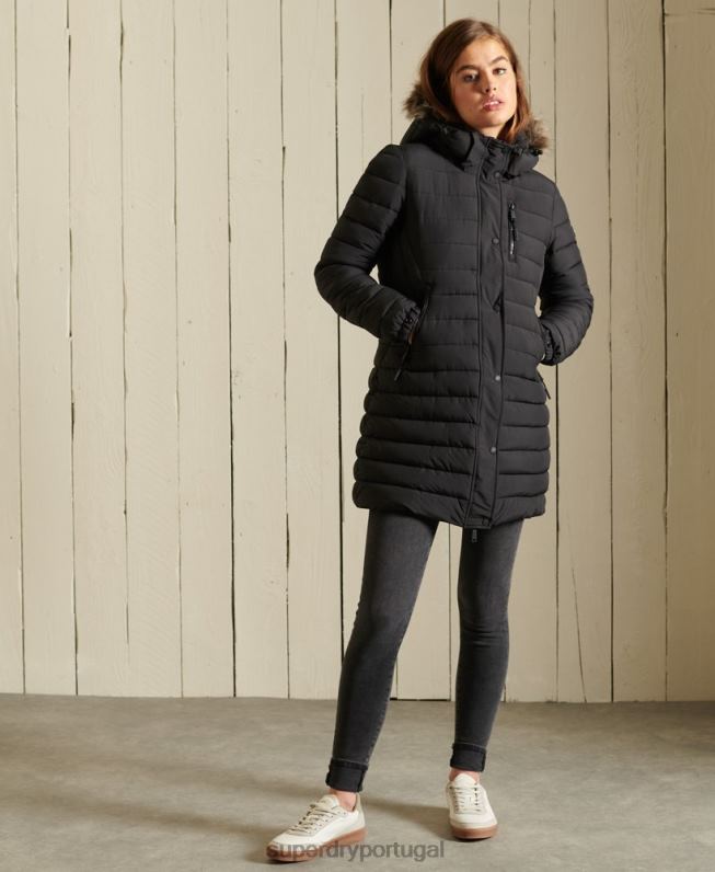 jaqueta super fuji mulheres preto roupas Superdry 2208H3847