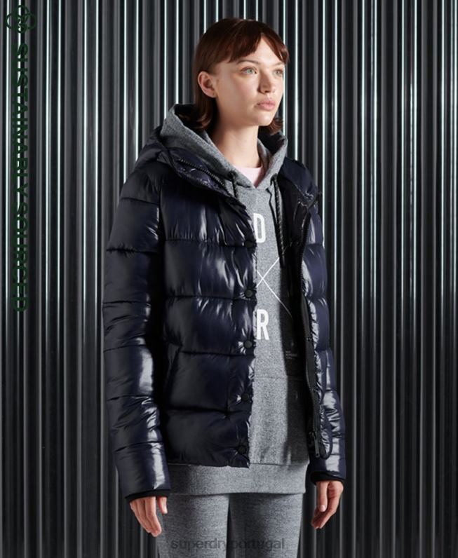 jaqueta toya alto brilho mulheres marinha roupas Superdry 2208H3853