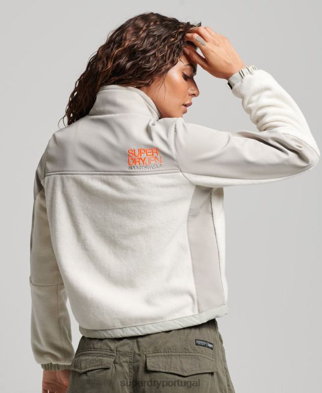 jaqueta trekker code hibrida mulheres creme roupas Superdry 2208H3616
