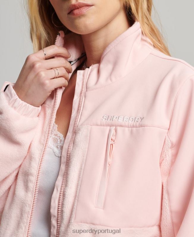jaqueta trekker code hibrida mulheres rosa roupas Superdry 2208H3617