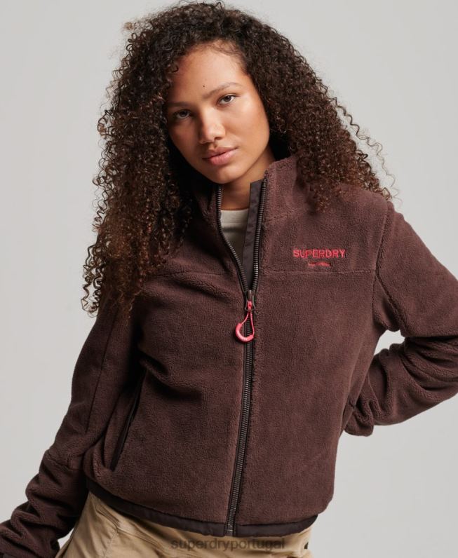 jaqueta trekker de lã mulheres marrom roupas Superdry 2208H3559