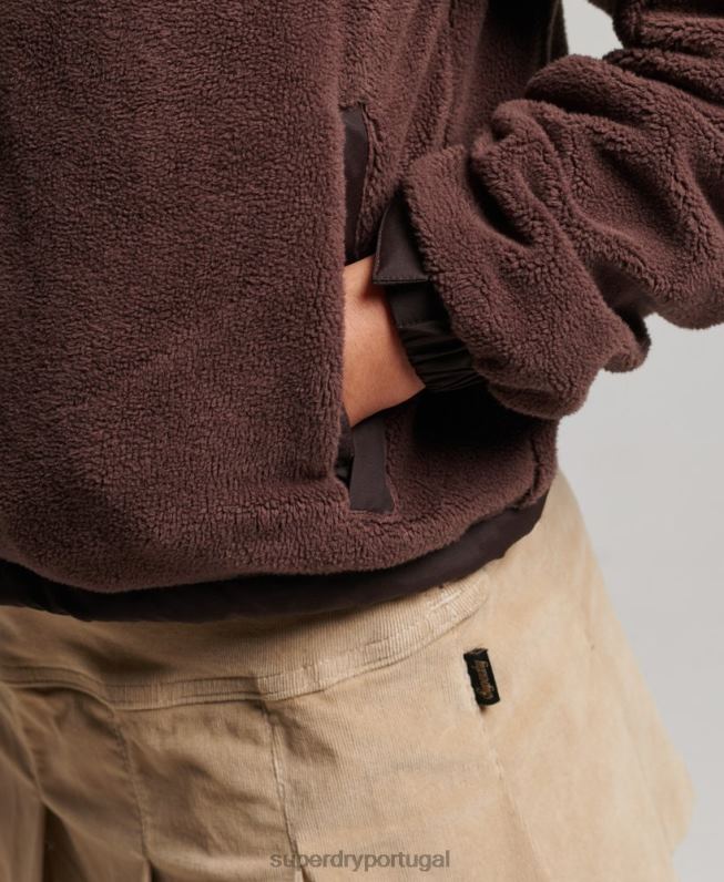 jaqueta trekker de lã mulheres marrom roupas Superdry 2208H3559