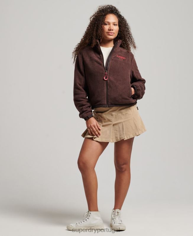 jaqueta trekker de lã mulheres marrom roupas Superdry 2208H3559
